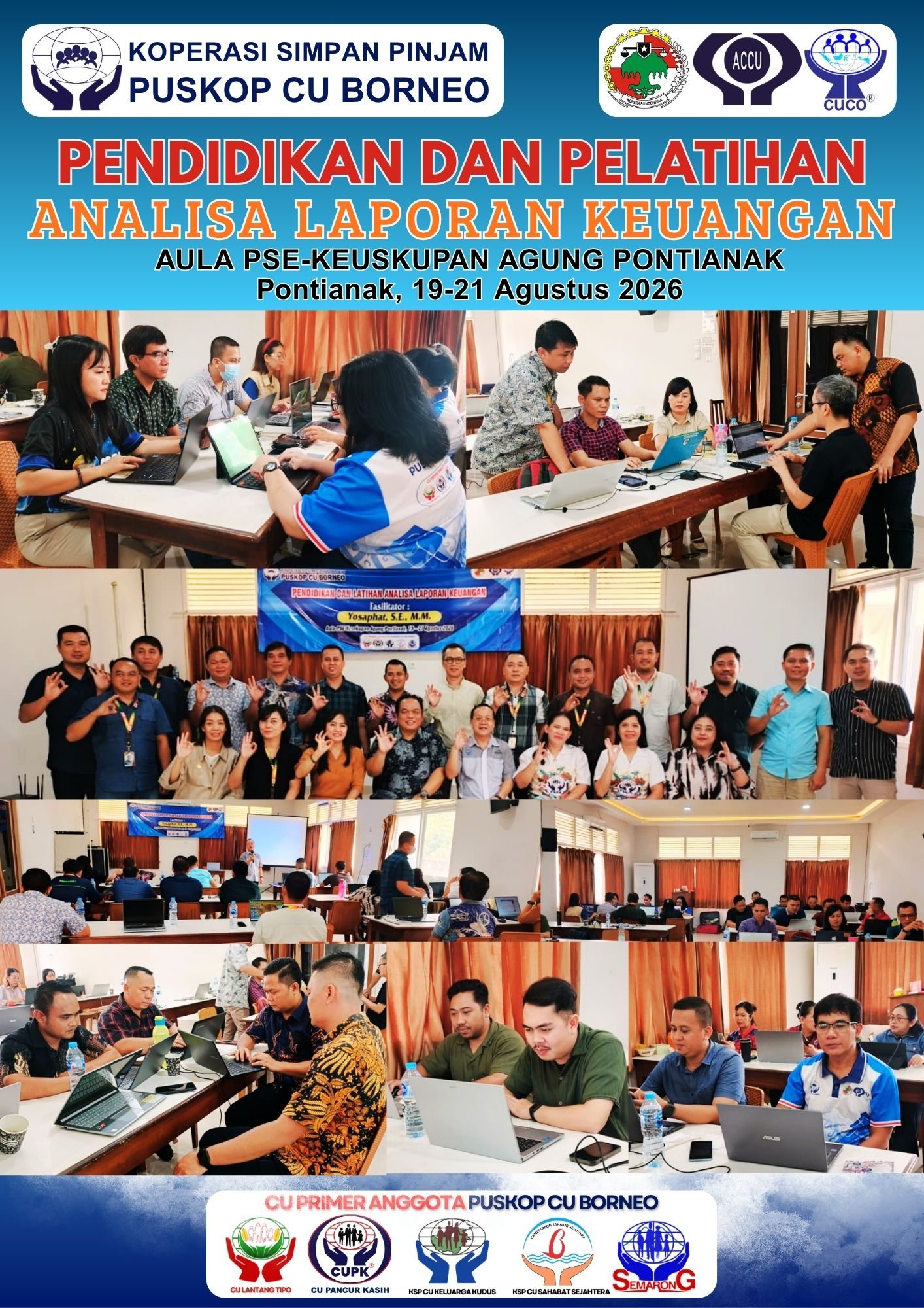 Puskop CU Borneo menggelar diklat analisa laporan keuangan berbasis standar PEARLS untuk pengelola CU Primer Anggota