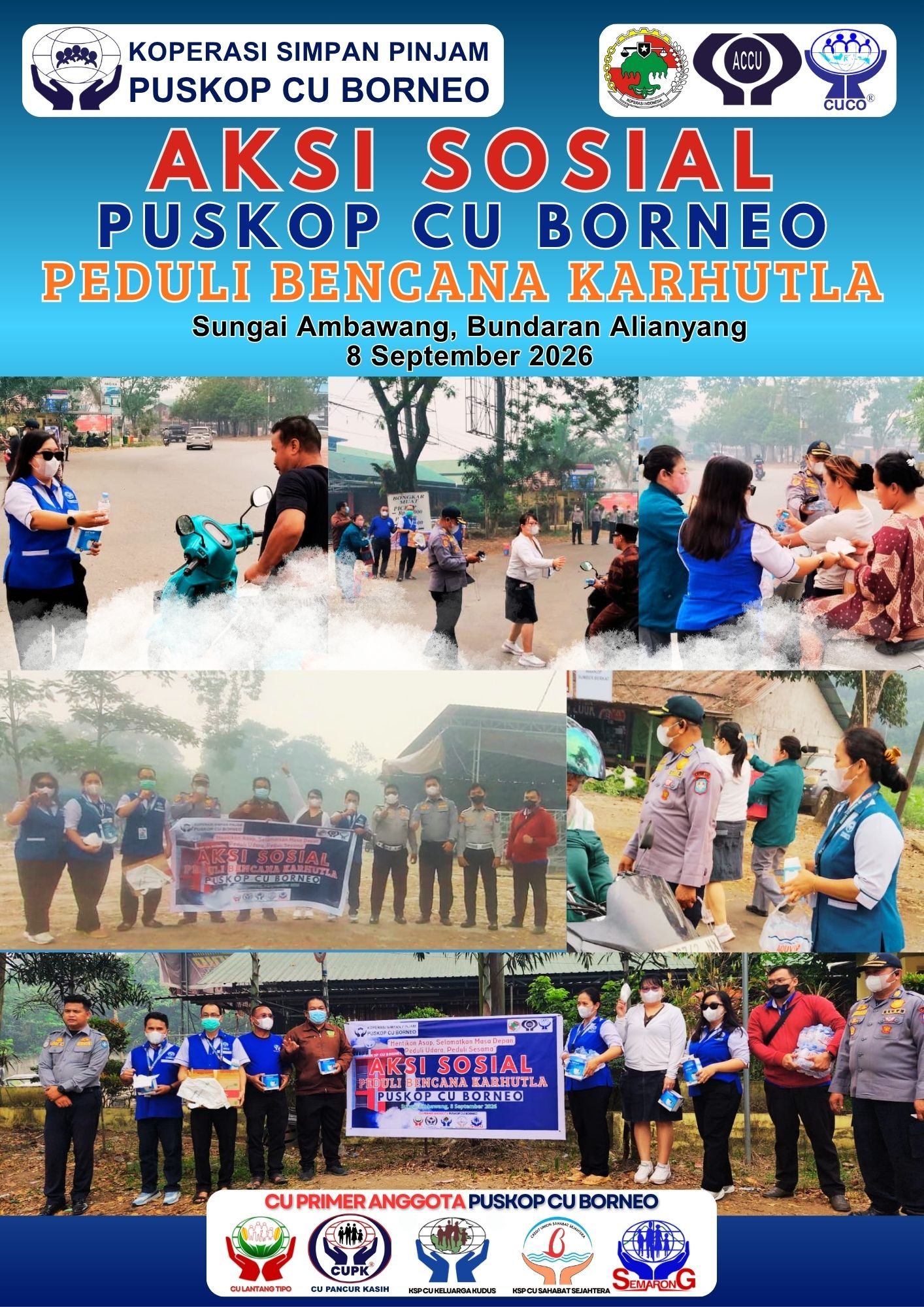 Lawan Kabut Asap KALBAR: Puskop CU Borneo dan Dishub Kubu Raya Turun ke Jalan, Bagikan Masker dan Air Minum Gratis di Tugu Alianyang
